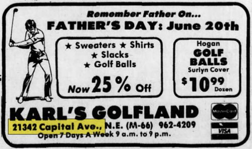 Karls Golfland (Bill Wingos Golf Center) - Jun 18 1982 Ad (newer photo)